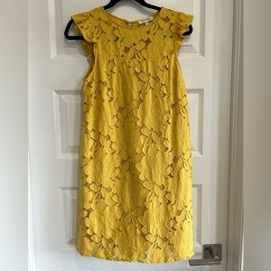 Mustard Yellow Lace Dress, Size Small